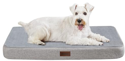 Deconovo Orthopädisches Hundebett – rutschfest & Waschbar – Flauschige Hundematte mit Abnehmbarem Bezug – Hundesofa für Gelenkschutz Hundekissen Hundebetten– 76x51x8cm, Hellgrau