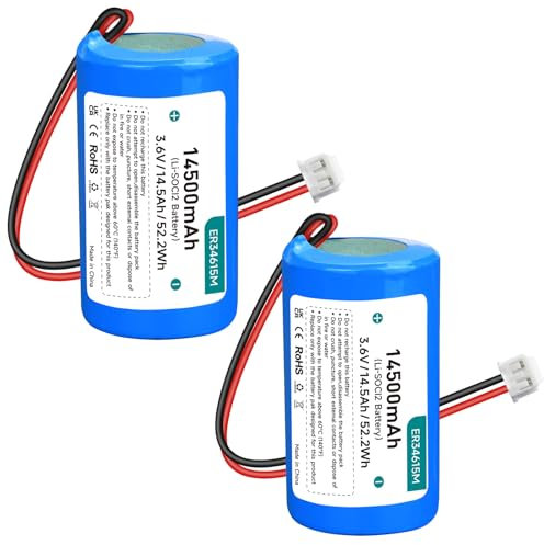 Palogreen ER34615M D-Size Batteria Li-SOCl2 3,6 V 14500 mAh pour DSC ER34615M-T1 WT4911/WT4911B/WT8911/ ALEXOR Wireless Outdoor Siren WT4911BATT e sistemi di allarme ADT((non rechargeable)