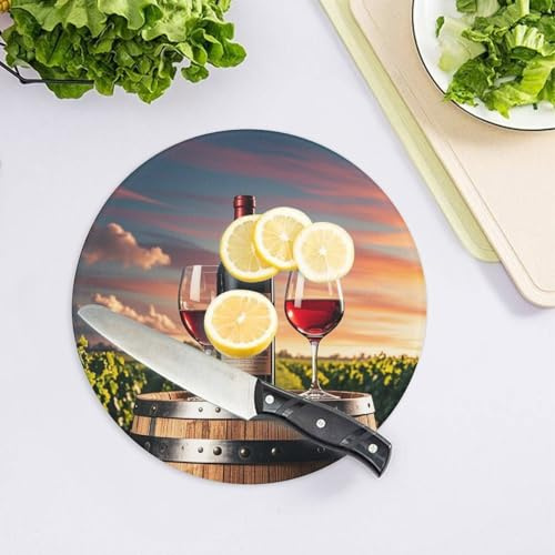 Holz-Weinfass auf Weinflasche, gehärtetes Glas, Schneidebrett für Küche, groß, hitzebeständig, bruchsicher, Schneide- und Servierbretter, Küchen-Schneidebrett, 20,3 x 20,3 cm