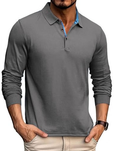 SwissWell Polo de Manga Larga para Hombre, de Secado rápido, Camiseta Funcional de Manga Larga para Hombre, Transpirable, Informal, Polo de Golf