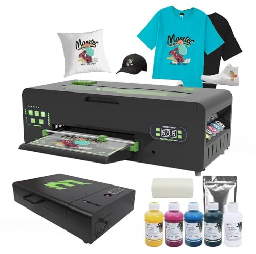 ZREVSB DTF Transfer Printer A3 1390, T-Shirt Printing Machine with Oven,Software, 5x250ml Ink, Film Roll, for Textile and Leather