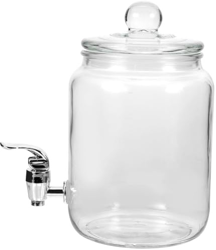 DIYEAH Barattolo in Vetro Spesso da 4 Litri con Rubinetto ABS Sigillato Bottiglia Trasparente per Bevande e Brocca per Cold Brew Secchio per Vino con Bocca Larga per Conservazione e