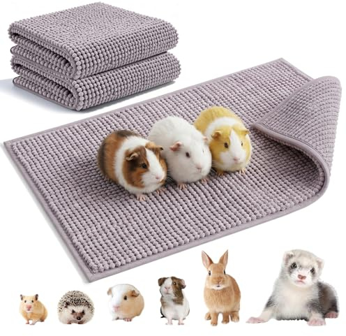 2 Piezas Almohadillas Cobayas 60×40 cm, Accesorios Lavables Cobayas, Accesorios Conejos, Guinea Pig Cage Liner, Cojín Animales Reutilizable para Hámsters/Conejos/Gatos (Gris)