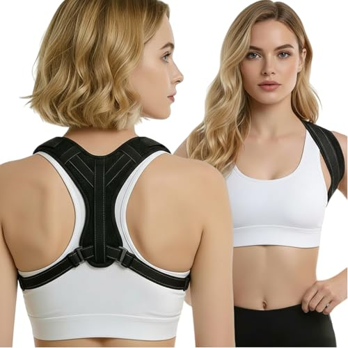 FrostyFlair Corrector de postura para mujeres y hombres, cinturón de soporte ajustable para mejorar la postura, alivio del dolor de hombros y problemas posturales, banda de soporte cómoda