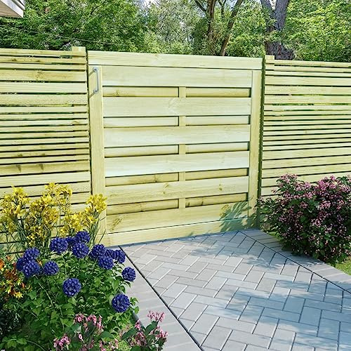 Cancello da giardino in legno di pino impregnato, 100 x 100 cm, robusto, resistente alle intemperie, durevole, rustico, per esterni, ingresso stabile