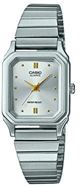 Casio Damen Quartz Armbanduhr, 23.00mm Gehäusegröße mit Silber analog Zifferblatt und Silber Metallarmband Armband LQ-400D-7AEF