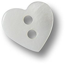 Knopfparadies - 10er Set kleine besonders süße Flache weiße Zweiloch Blusen Knöpfe in Herz Form aus Süßwasser Perlmutt/perlmuttweiß/Perlmuttknöpfe/Ø ca. 10x11mm