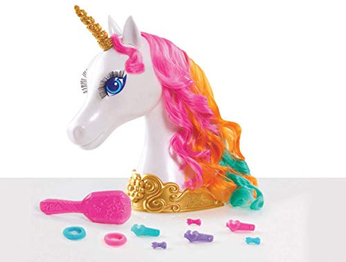 Barbie Dreamtopia 12-inch Unicorn Styling Head with Accessories, 10-pieces, Rainbow Hair, Kids Toys for Ages 3 Up by Just Play