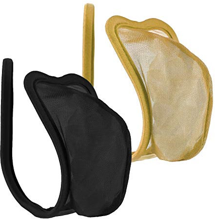 lau-fashion 2er Set C-String Schwarz Beige Transparent Herren Tanga Panty Netz Unterwäsche S/M/L