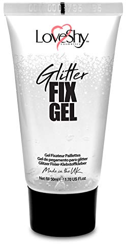 Glitter Fix Gel by LoveShy Cosmetics - (50ml) Vegan Face and Body Adhesive Primer glue for glitter, eye shadow, pigment, eye dust application