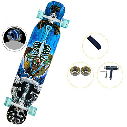 Long-Board Skate-Board Holz 106cm 42 inch Komplett-Board 9 Schichten Ahorn-Holz ABEC-11 High Speed Kugellager weiche Rollen Skater Cruiser inkl. T-Tool
