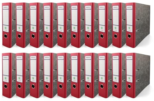 Netuno 20 Raccoglitori a Leva A4 Ekobox Dorso 7,5 cm Colore rosso 2 Anelli Cartone Riciclato Marmorizzato Registratori Ecologici per Ufficio scuola Archiviazione Documenti Senza Custodia