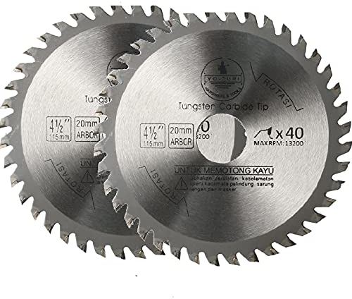 Lame per Seghe Circolari per Legno, Disco per Smerigliatrice Angolare in Carburo di Tungsteno 115 x 22,2mm x 40 Denti per Legno e Plastica (2 Pezzi)