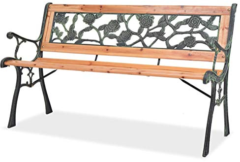 Ksodgun Gartenbank Ruhebank mit Rückenlehnen Friesenbank Hochlehner Gartenstuhl für Balkon, Garten, Terrasse 122 cm Holz Stil 1