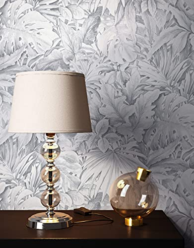 NEWROOM Tapete Schwarz Vliestapete Dschungel - Dschungeltapete Tropisch Weiß Grau Blätter Monstera Blätter Floral Urwald inkl. Tapezier-Ratgeber