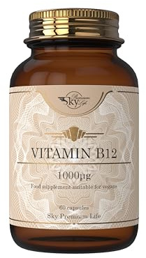 Sky Premium Life Vitamin B12 Food Supplement - 60 Capsules Vitamin B12 1000μg and Folic Acid