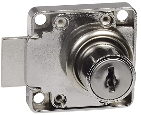 Amig - Serratura rinforzata per porte di mobili Mod.7 + 2 chiavi Mod.371 | per armadi di casa o ufficio | in acciaio nichelato | Chiusura a sinistra | sicura e facile da installare