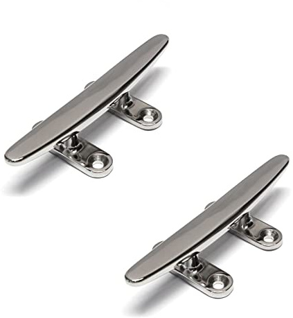 PRIOstahl - Lampada da barca con corda – 200 mm x 2 pezzi piatta con 4 fori in acciaio inox per il fissaggio di barche Fender barca in acciaio inox V4A