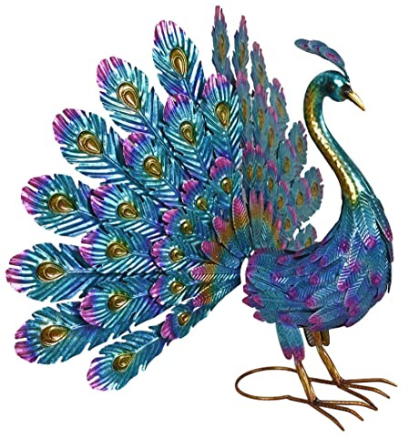 Césped Figura Pavo Real Figura de Jardín Figura Metal Pájaro Federkrone Hierro Escultura 57cm ahh106 Palazzo Exclusivo