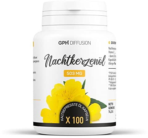 Bio Nachtkerzenöl - Evening Primrose Oil - 1500 mg/Tag - 100 kaltgepresste Öl Kapseln