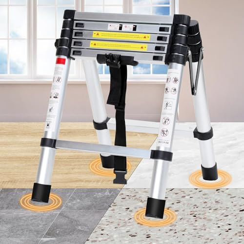 Eulenke 2,0 m + 2,3 m aluminiumstege - 6 + 7 steg vikbar stege - 150 kg Lagerkapacitet - multifunktionell utdragbar stege