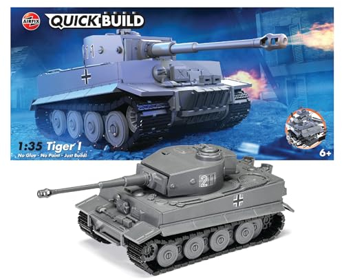 Airfix QUICKBUILD Model Tank Kit - J6041 Tiger I Building Kit for Kids 6+, Construction Toys for Boys & Girls, Model Making with No Glue - Classic Vehicle Gifts Plastic Craft Set