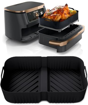 Teglia per Friggitrice ad Aria Compatibile con Ninja AF500EU 10.4L Accessorio per Friggitrice ad Aria per Ninja Foodi Flex Cestello in Silicone per Air Fryer Liners Riutilizzabile e Lavabile