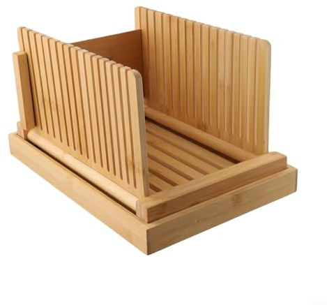 Brotschneider aus Holz für selbstgemachtes Brot, verstellbare rutschfeste Brotschneideführungen, 32 x 21,2 x 19,5 cm, leicht zu reinigen (horizontal)