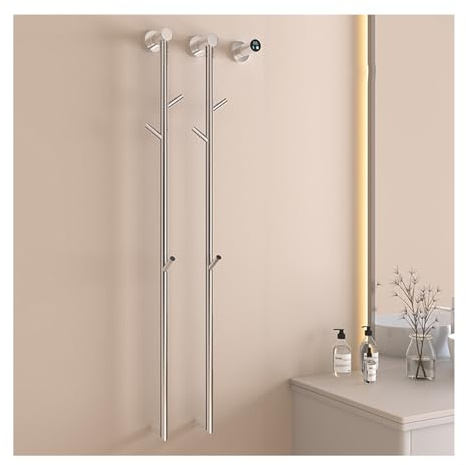 SWHC Heated Towel Rack, 94W 2 Bars Towel Warmer Touch Control 40-70°C Radiator Towel Rail Stainless Steel Wall Mounted Towel Radiator Embedded Electric Towel Rail Timer 1-24H, 36 * 10 * 120cm