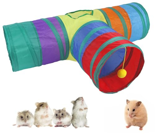 XUKZIMA 1 Pcs Guinea Pig Tunnel Guinea Pig Toys Hamster Tubes And Tunnels Kit Hanging Tunnel For Small Animals Collapsible Tee Tunnel Toy Tube (colorful)