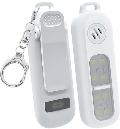 Chatthen Taschenalarm, Alarm für Frauen Unterwegs, Lauflampe Joggen Self Defense Blinklicht, Schulranzen Licht, USB Type-C Charging, for Children, Women and Seniors, White 1 Pack