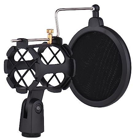 Plastic Microphone Shock Mount Anti-vibration Mic Holder Stand with Pop Filter Universal Screw Adapter for Diameter 2cm-4cm Thin Condenser Microphone