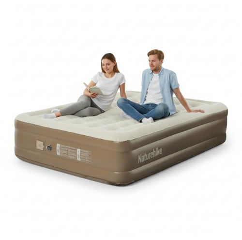 Naturehike Materasso Gonfiabile Triplo con Pompa Integrata Ricaricabile, Per 1~3 persone Letto Gonfiabile Autogonfiante per Campeggio e Casa (Matrimoniale (198x152x38 cm))
