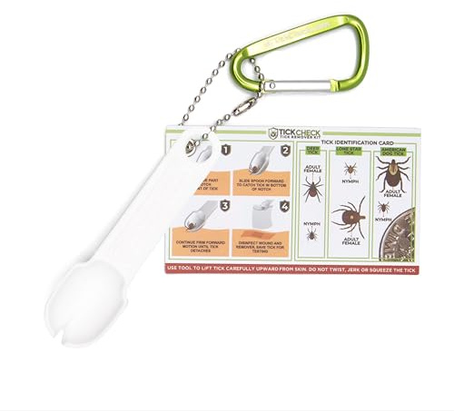 TickCheck Tick Remover Spoon Keychain - Lightweight Tick Remover Tool with Free Tick ID Card & Carabiner