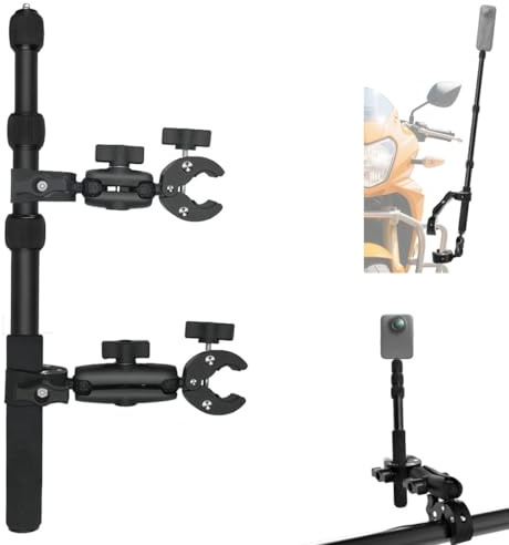 Moto Pince Support avec 43 Invisible Perche Compatible avec Insta360 X5-X