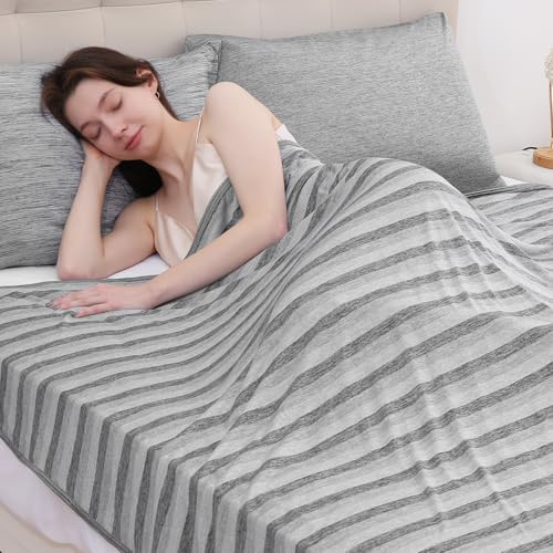 Luxear Manta Refrescante de Verano 200x220 cm, Doble Cara con Fibra de Enfriamiento Q-MAX>0,5, Manta Fría para Cama y Sofá, Suave e Hipoalergénica, Gris