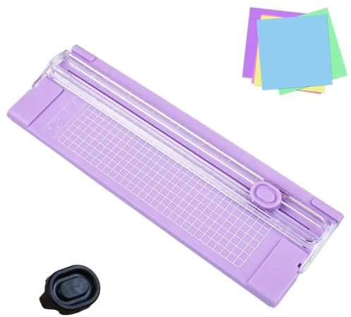 A4 Dubbelriktad Pappersskärare, Bärbar A4 Pappersskärare | Pappersskärare Scrapbooking Verktyg, med Reservblad, Skär 3-5 Ark åt Gången, Exakt Gradering, för Etiketter Kort(purple)