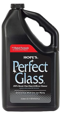 HOPE'S Perfect Glass Cleaner Spray Refill, Streak-Free, Ammonia-Free Window, Mirror, Screen, Tinted Glass, and Shower Door Cleaner, Indoor and Outdoor Glass Surfaces, 67.6 Ounce, Pack of 1
