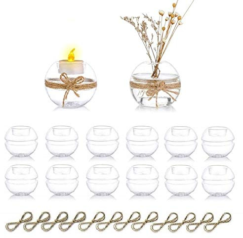 NUPTIO 12 Stück Klarglas Teelichthalter, 2 Nutzungsarten Votive Kerzenhalter, Tischdekoration Hochzeit, Party, Events, Aromatherapie, Spa, Reiki, Braut, Votiv