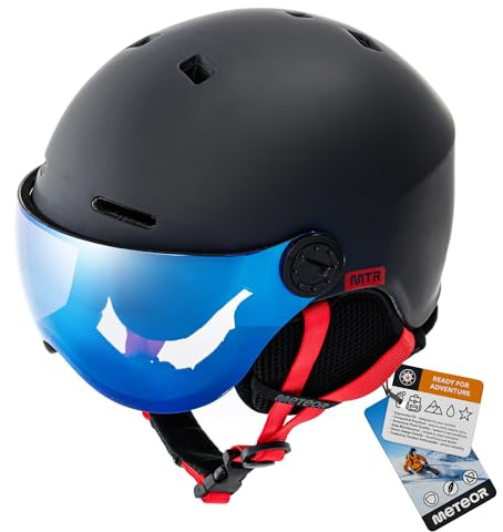 meteor Casque de Ski avec Visière Intégrée - pour Hommes Femmes et Jeunesse - Helmet Snowboard Professionnel de Sports de Neige