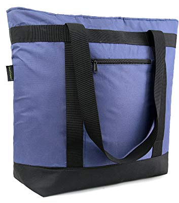 BeeGreen Cooler Bag Soft Insulated Tote for Beach Travel Grocery Shopping Lunch Portable Large Ice Coolers with Handle Hard Freezer Bags with Zippered Top Foldable Leakproof Delivery Totes Navy
