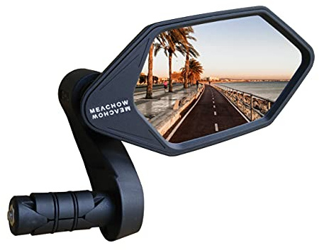 MEACHOW New Bar End Bike Mirror, Crystal UHD Automotive Grade Glass Lens E-Bike Mirrors, Scratch Resistant, Safe Rearview Mirrors, (Silver Right Side) ME-022RS