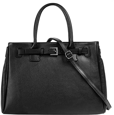 Cluty Handtasche Echt Leder Damen Made in Italy | geräumige Shopper | elegante Umhängetasche mit Schnalle 021308