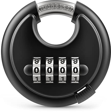 Puroma Combination Lock, 4 Digit Padlock with Hardened Steel Shackle, Keyless Heavy Duty Combo Lock for Outdoor Sheds Fence, Gate Hasps, Storage Unit, School Gym Locker (1 Pack, ‎Black)