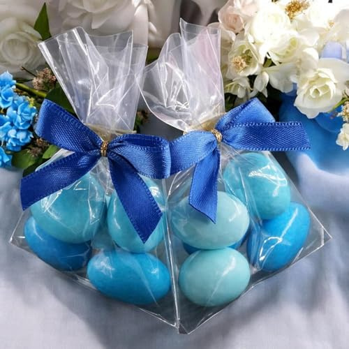 EinsSein 10 stycken gästpresenter bröllop, dop, babyshower med chokladmandlar, ljusblå, redan färdigfylld – godis, bröllopsmandlar, dopmandlar, nattvard, konfirmation, babyparty