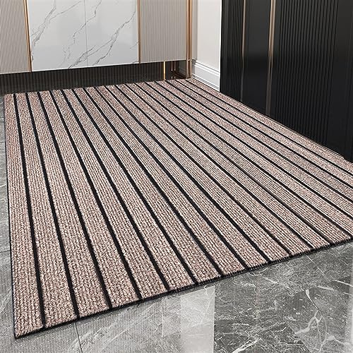 Heavyoff Felpudo de Entrada, Alfombra Exterior para Puerta, Antideslizante, Lavable para Atrapar Suciedad para Interior y Exterior Raya café, 120x160cm