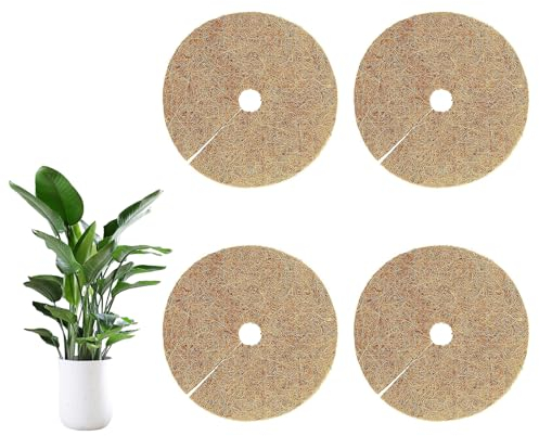 BACION 4 stycken kokosmattor, kokos mulchskiva, Ø 30/40 cm kokosskiva växtskyddsmatta, kokosfibermatta, för hållbart växtskydd, köldskydd, frostskydd, skydd mot fukt. (30 cm)