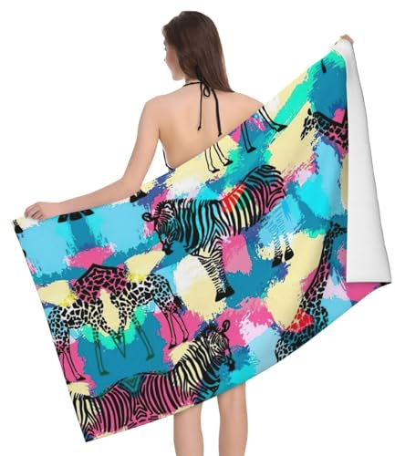 DURAGS Ultrafeines Mikrofaser-Handtuch mit Zebramuster, super saugfähig, luxuriöses Badetuch für Zuhause und draußen
