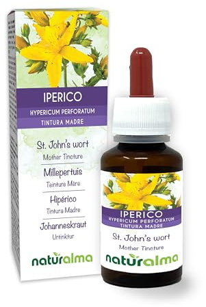 Iperico o erba di San Giovanni (Hypericum perforatum) erba con fiori Tintura Madre analcoolica Naturalma - Estratto liquido gocce 60 ml - Integratore alimentare - Vegano