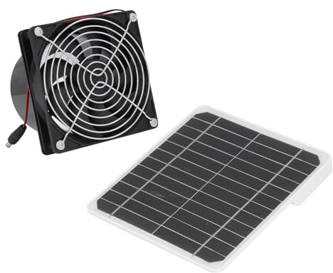 Soldriven Frånluftsfläkt med Batterilåda, Solfläktsats för utomhusmiljö, Ventilationsfläkt för Skjul, Husdjurshus, Vind